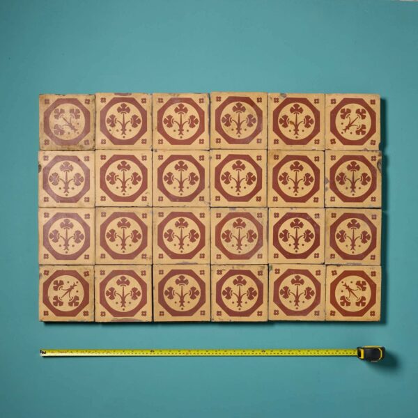 Set of 24 Antique Maw & Co Encaustic Floor Tiles