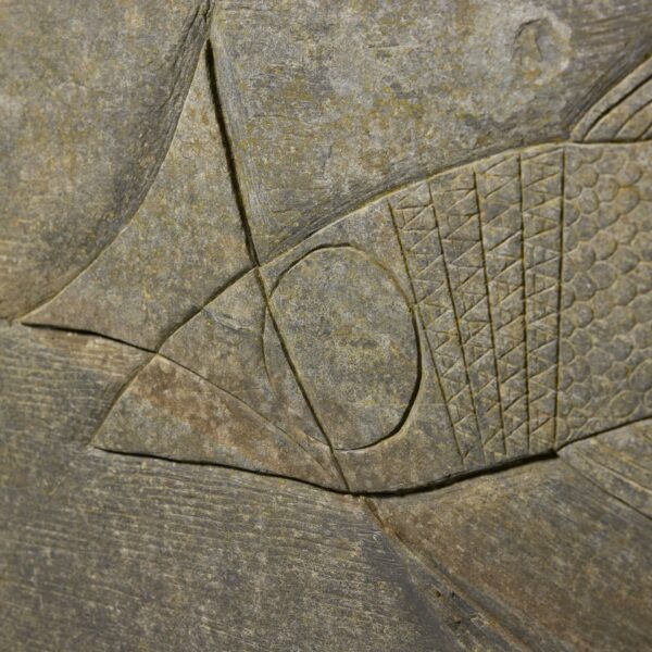 Large Reclaimed Carved Fish Slate Panel