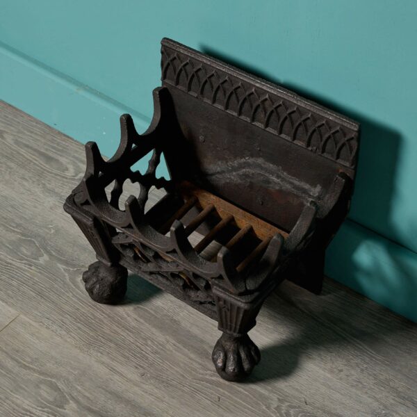 Small Antique Gothic Style Cast Iron Fire Grate