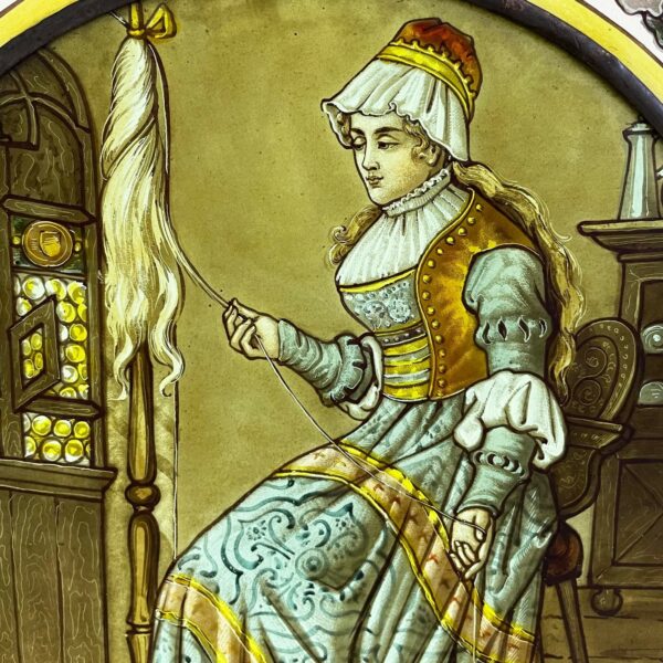 Antique Stained Glass Roundel of Victorian Woman