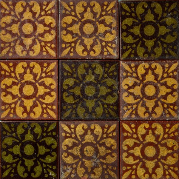 Set of 9 Art Nouveau Christopher Dresser Tiles by Linthorpe Pottery