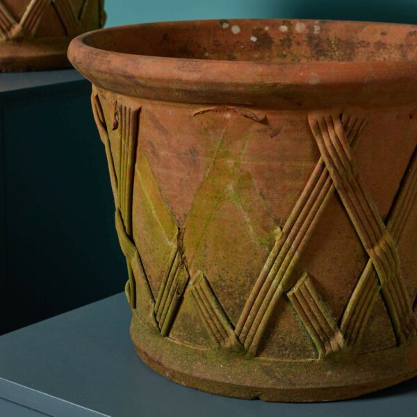 Pair of Victorian Style Terracotta Lattice Planters