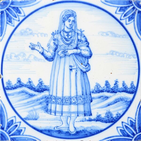 Antique Delft Tile of Turkish Woman