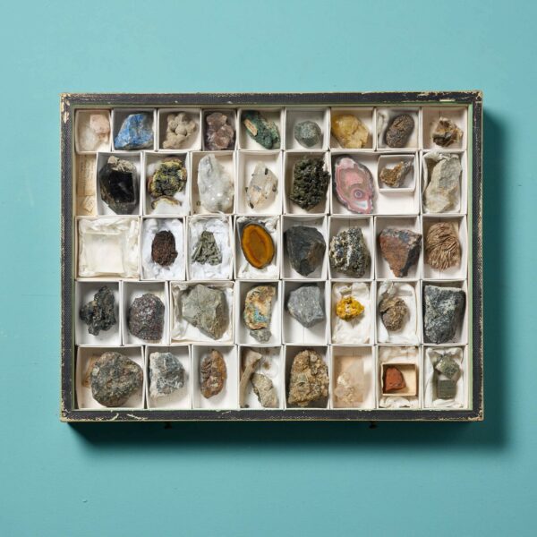 Collection of Museum Minerals in Display Case