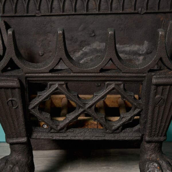 Small Antique Gothic Style Cast Iron Fire Grate