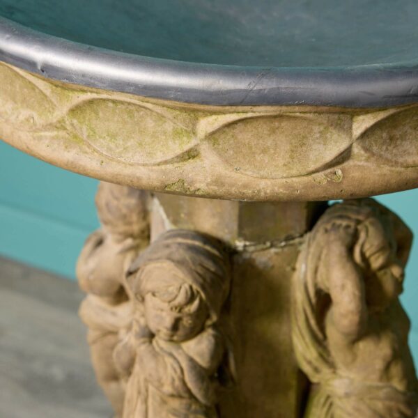 Antique Stoneware Birdbath of the Four Seasons