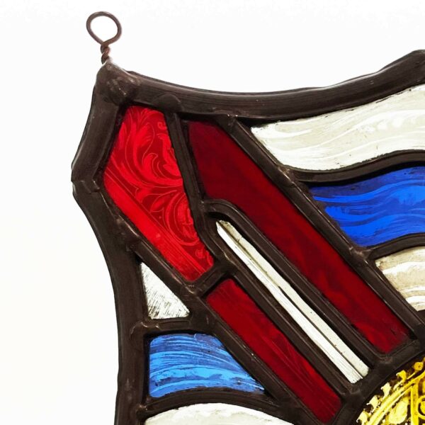 Small Antique Stained Glass Shield Panel