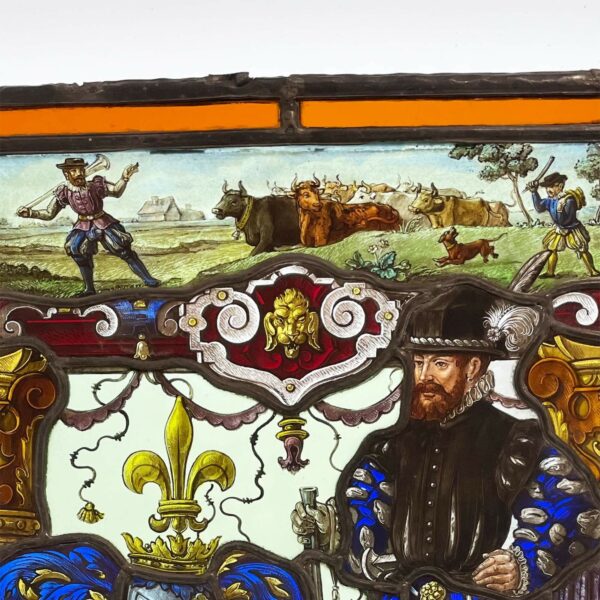 Antique Stained Glass Panel of Nobleman