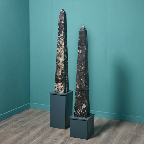 Pair of Large Orthoceras Obelisks