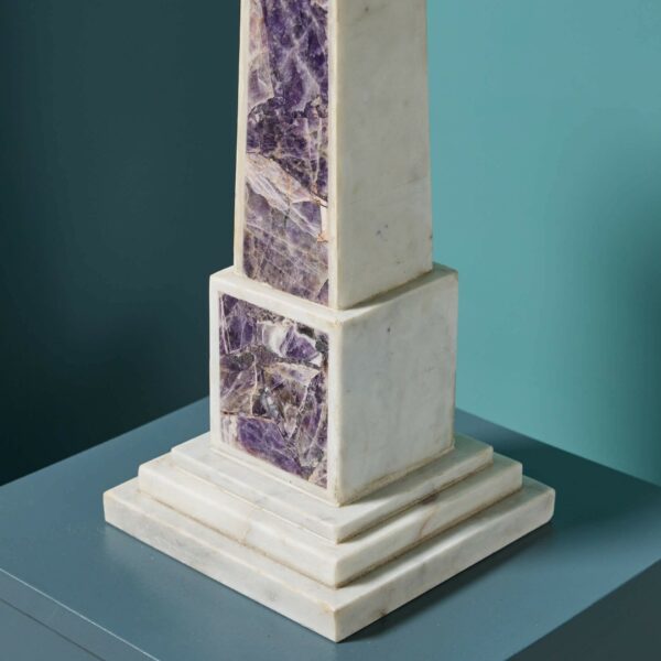 Amethyst & White Statuary Marble Obelisks