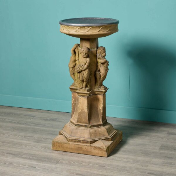 Antique Stoneware Birdbath of the Four Seasons