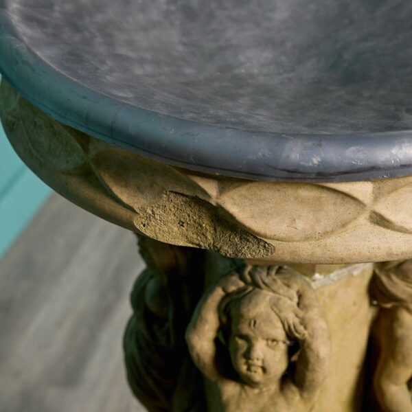 Antique Stoneware Birdbath of the Four Seasons