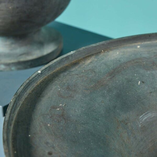 Pair of Antique Chinese Bronze Urns on Columns