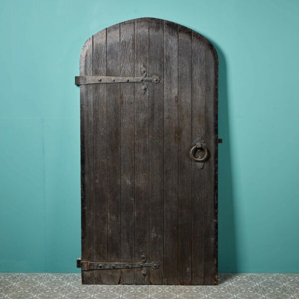 Large Antique Victorian Arched Oak Exterior Door