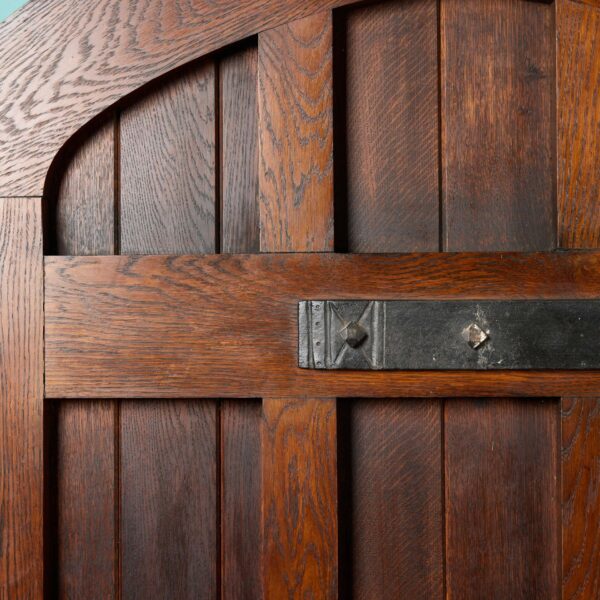 Large Antique Victorian Arched Oak Exterior Door