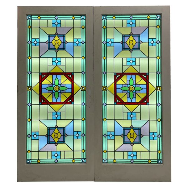 Set of Reclaimed Stained Glass Double Doors