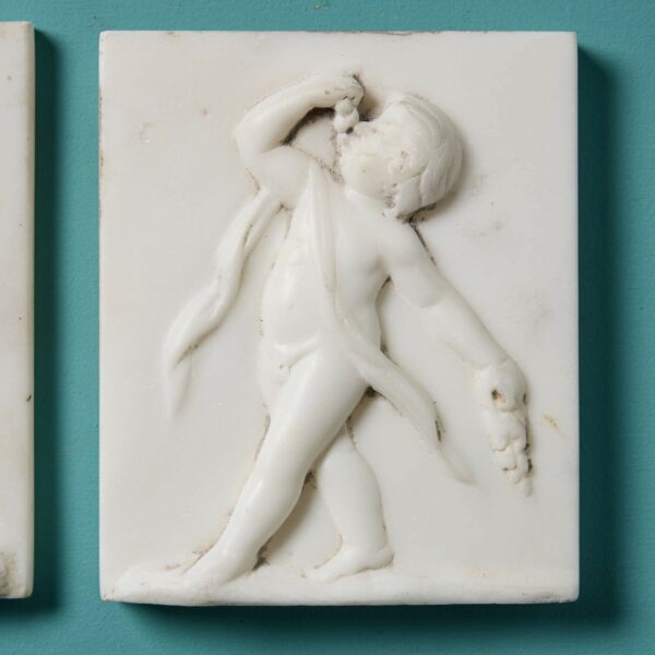 Three Neoclassical White Statuary Marble Plaques