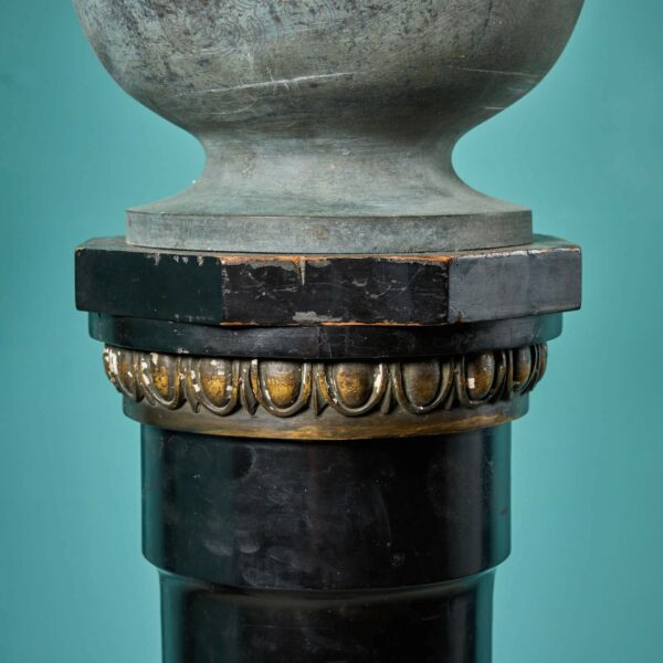 Pair of Antique Chinese Bronze Urns on Columns