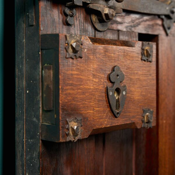 Large Antique Victorian Arched Oak Exterior Door