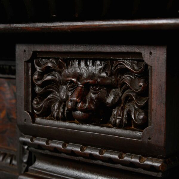 Antique 19th century Jacobean Carved Oak Fireplace