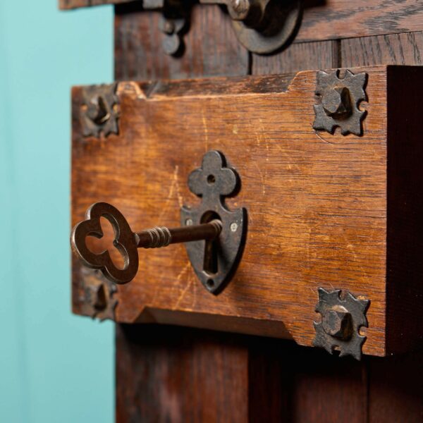 Large Antique Victorian Arched Oak Exterior Door