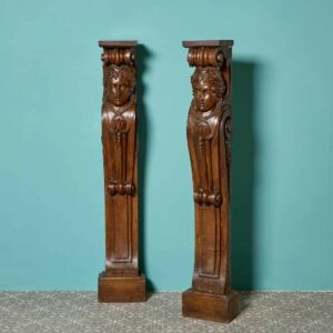 Large Pair of Antique English Carved Oak Brackets
