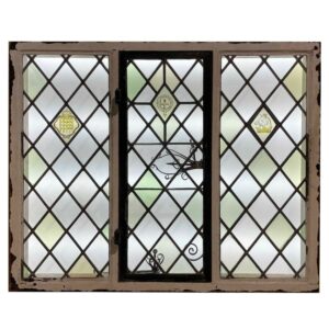 3 Pane Antique English Stained Glass Window