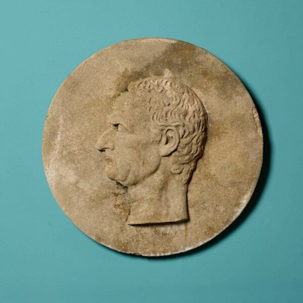 Reclaimed Composition Stone Roundel of a Roman Emperor