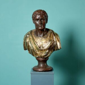 Reclaimed Bronzed & Gilded Plaster Bust of Roman Emperor