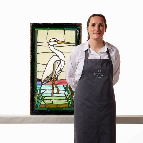 1920s Art Deco Heron Stained Glass Window