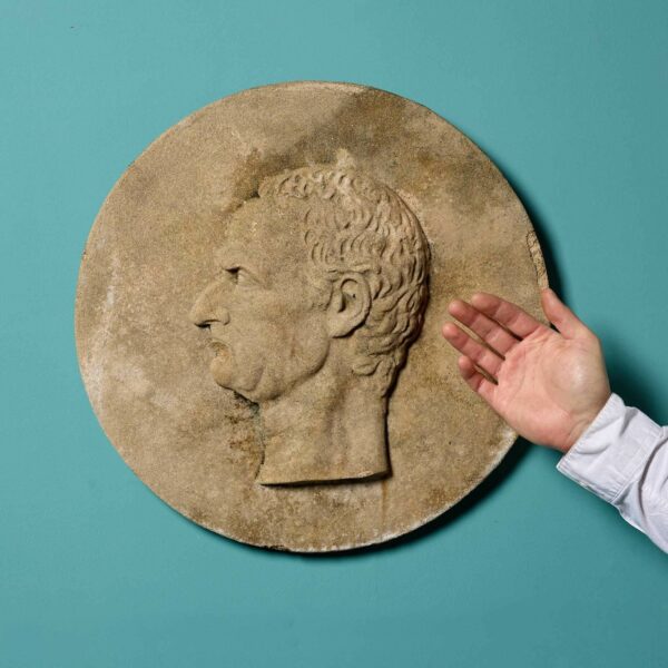 Reclaimed Composition Stone Roundel of a Roman Emperor