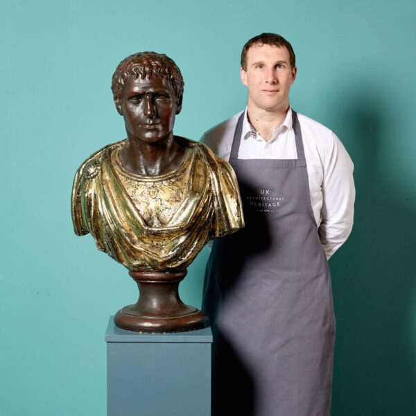 Reclaimed Bronzed & Gilded Plaster Bust of Roman Emperor