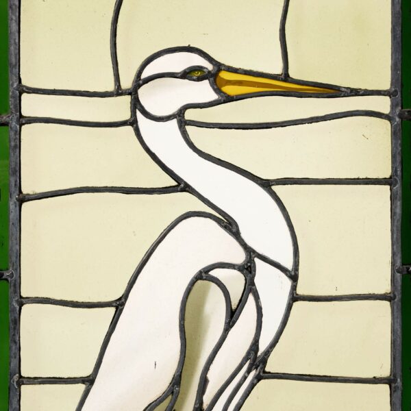 1920s Art Deco Heron Stained Glass Window