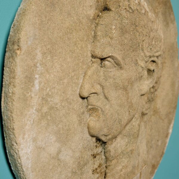 Reclaimed Composition Stone Roundel of a Roman Emperor