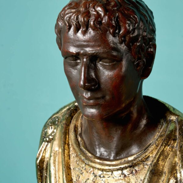 Reclaimed Bronzed & Gilded Plaster Bust of Roman Emperor