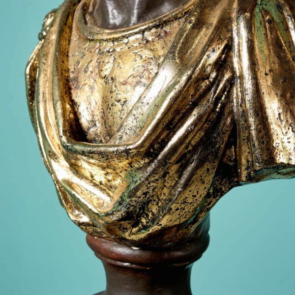 Reclaimed Bronzed & Gilded Plaster Bust of Roman Emperor