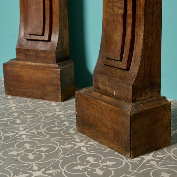 Large Pair of Antique English Carved Oak Caryatid Brackets