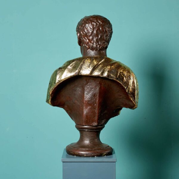 Reclaimed Bronzed & Gilded Plaster Bust of Roman Emperor