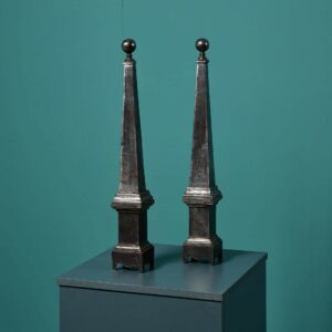 Pair of Polished Cast Iron Obelisks