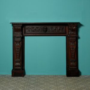 Large Antique Jacobean Dark Oak Fireplace