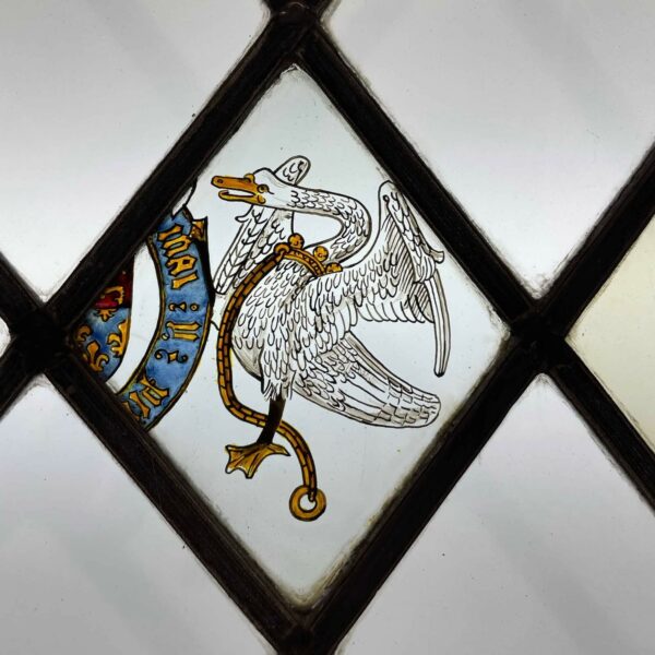 3 Pane Antique Heraldic Stained Glass Window