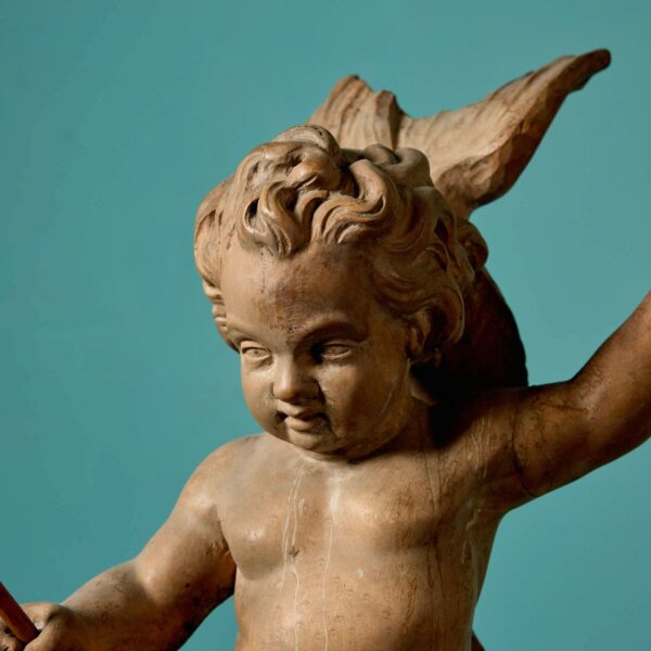 Antique Neoclassical Carved Cherub & Dolphin