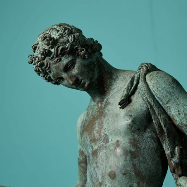 Antique Italian Patinated Bronze Statue of Narcissus