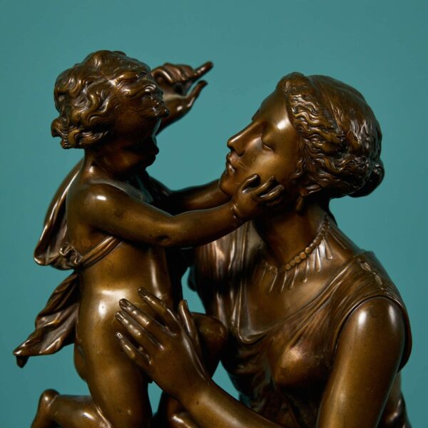 Antique French Bronze Sculpture of Mother & Child