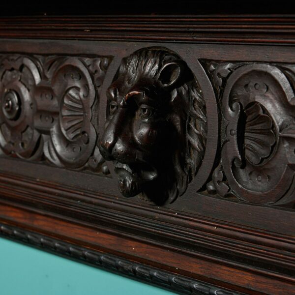 Large Antique Jacobean Dark Oak Fireplace