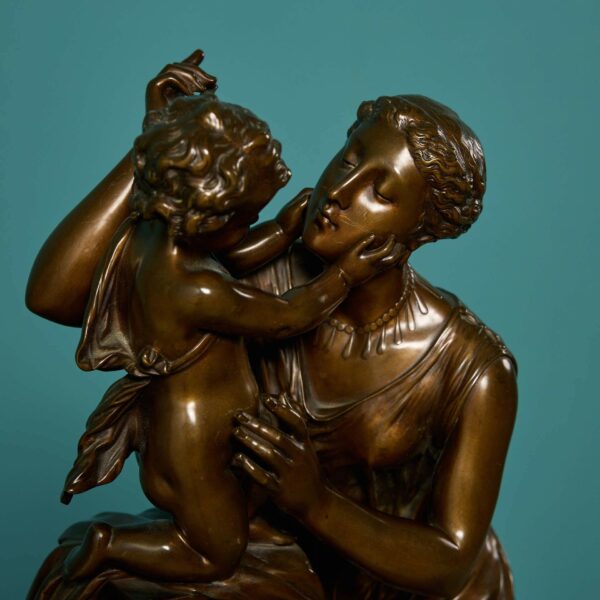 Antique French Bronze Sculpture of Mother & Child