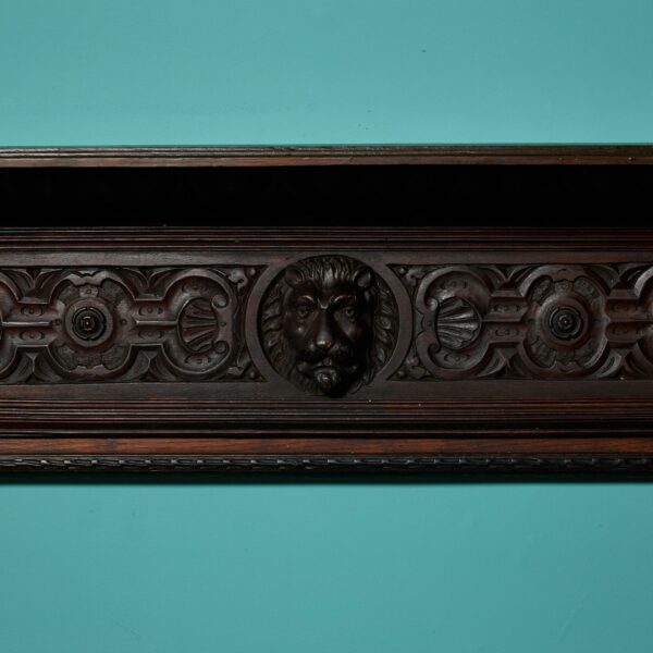 Large Antique Jacobean Dark Oak Fireplace