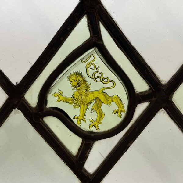 3 Pane Antique Heraldic Stained Glass Window