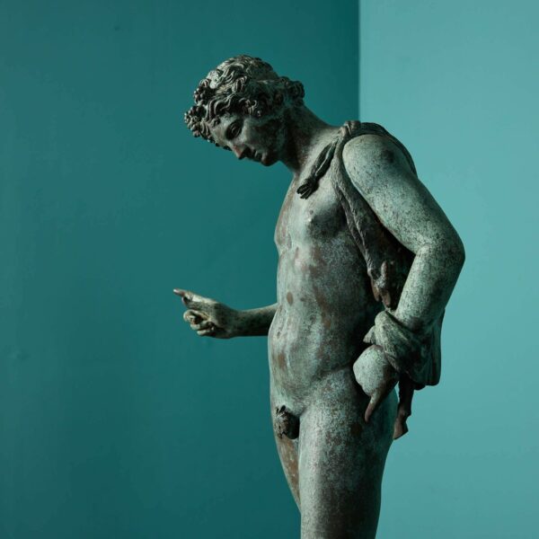 Antique Italian Patinated Bronze Statue of Narcissus