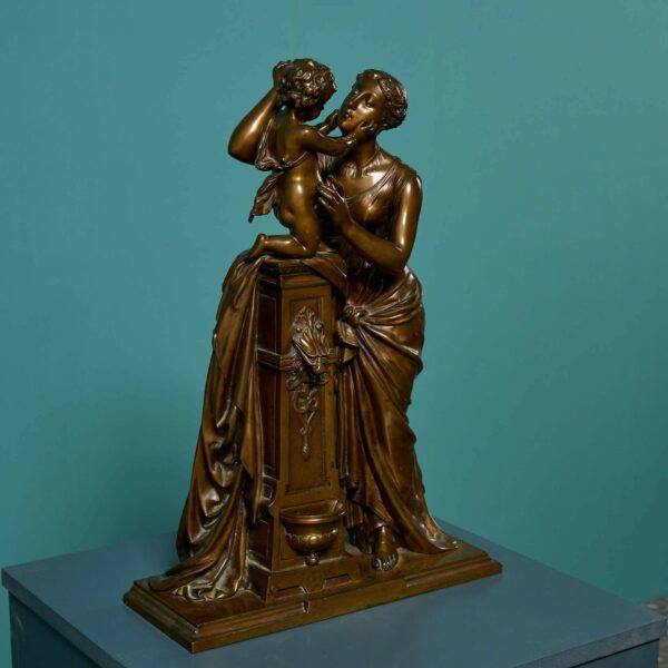 Antique French Bronze Sculpture of Mother & Child